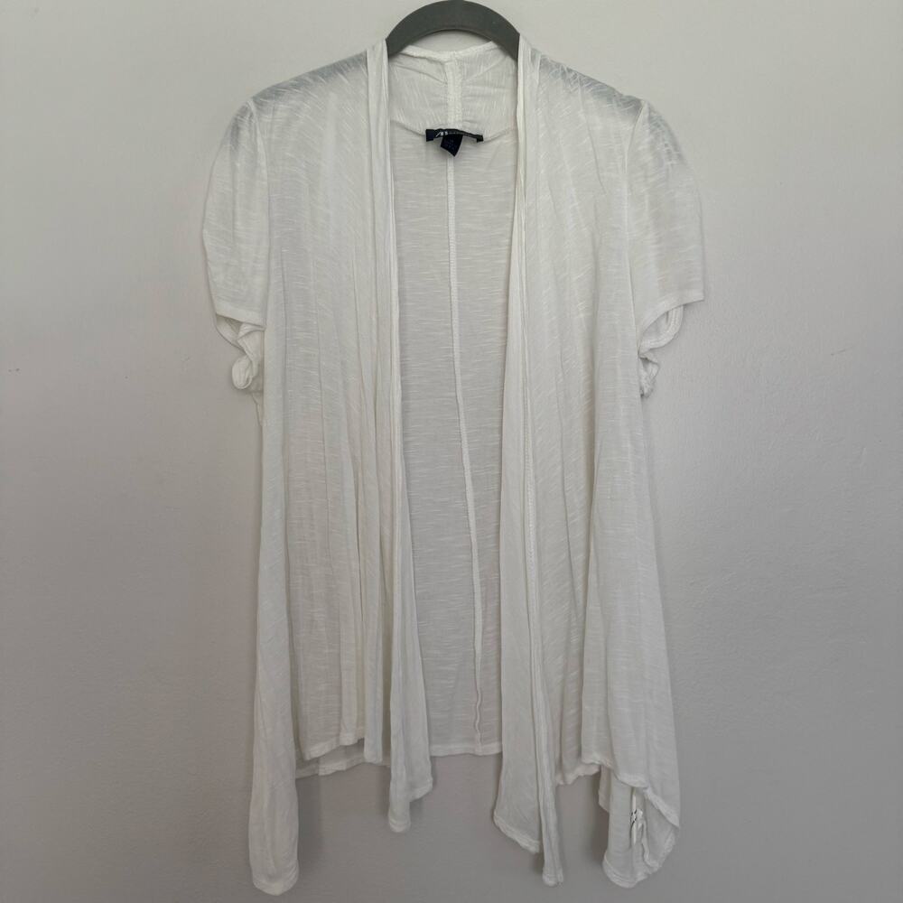 AB Studio Open Front Cardigan in White